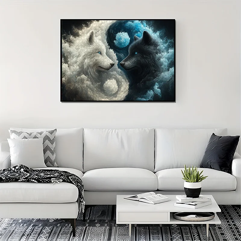 500/1000 peças quebra-cabeça temático de tai chi yin-yang e lobo-grande cérebro adulto desafiador adequado para decoração, presente, colecionável