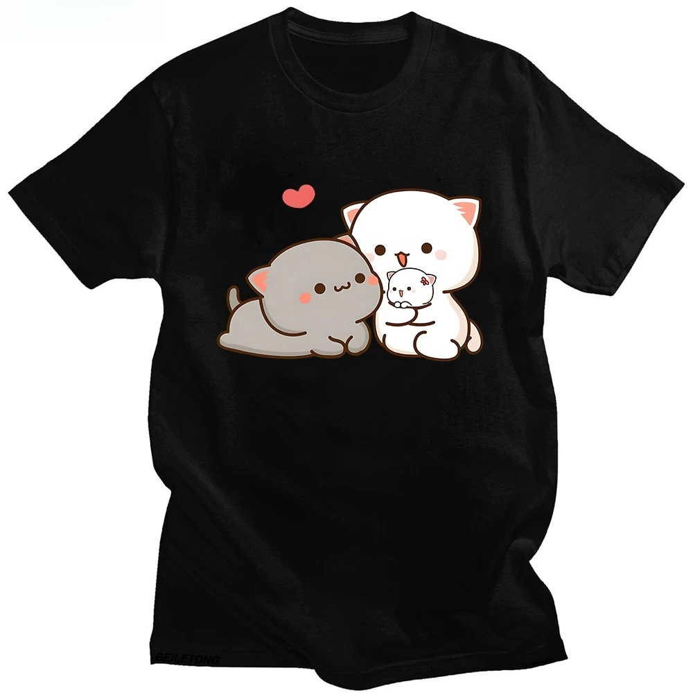 Funny Mochi Fashion TShirts Peach Cat Peachcat Female Harajuku Tops T Shirt Round Neck Oversized Summer T-shirt Cotton Tee