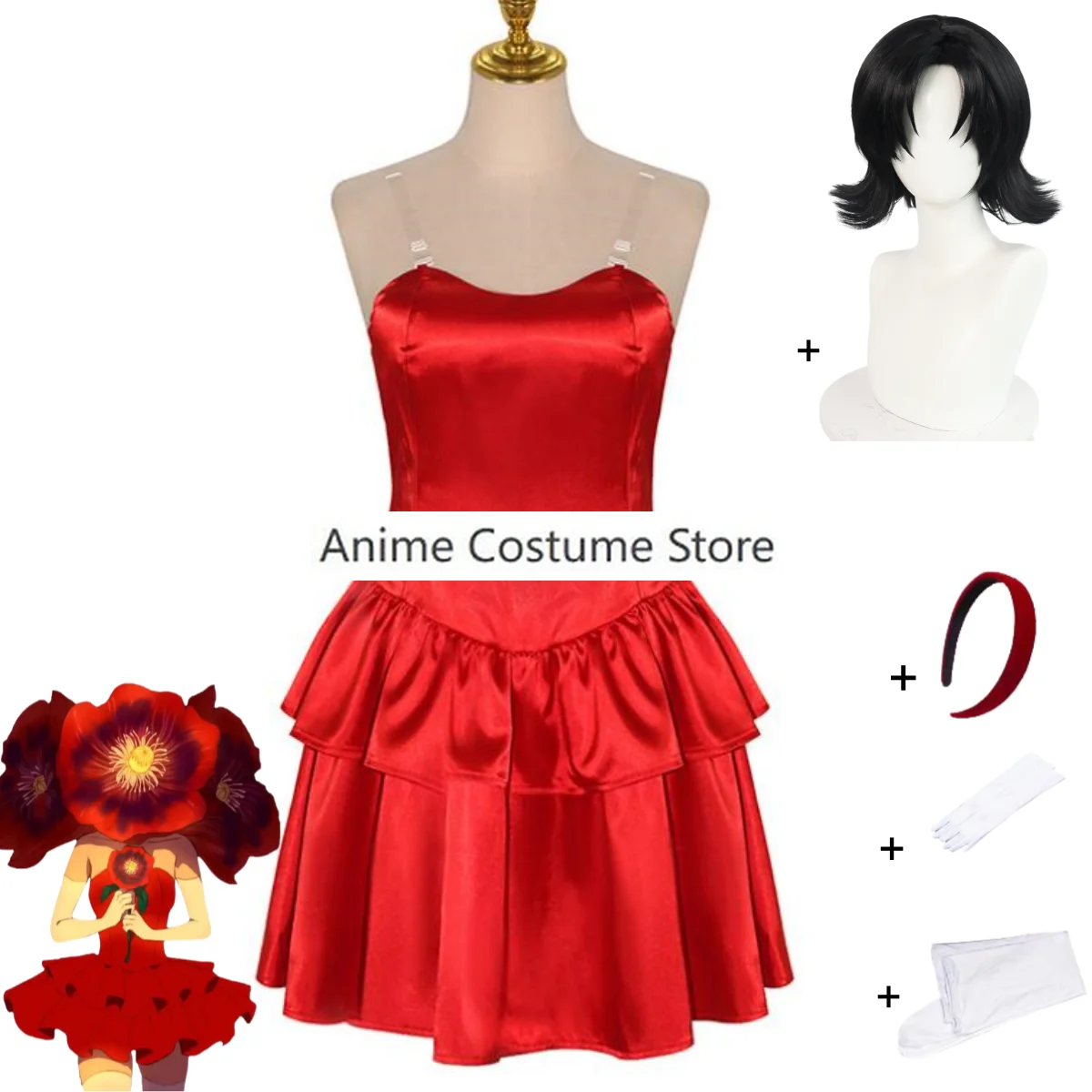 New 2024 Anime Perfect Blue Kirigoe Mima Cosplay Costume Adult Women Sexy Red Dress Wig Uniform Halloween Carnival Suit