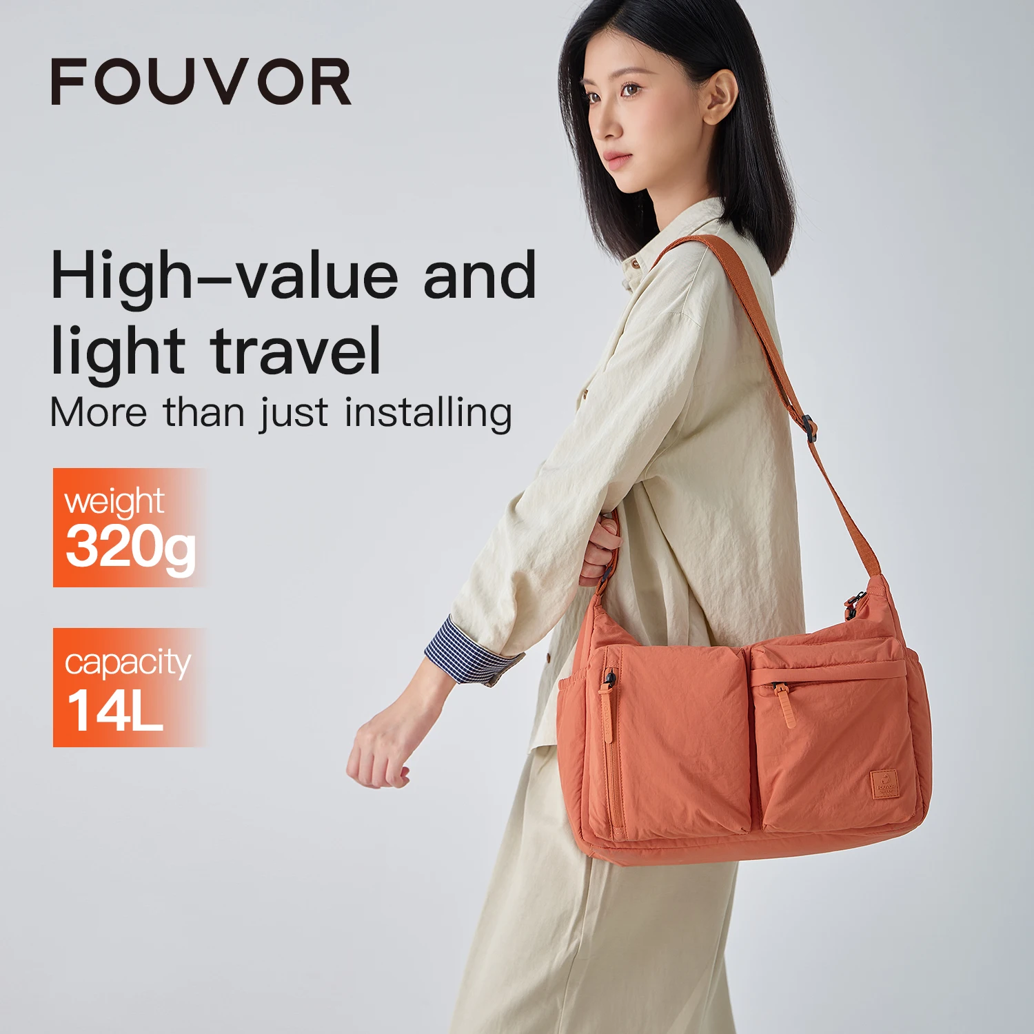 Fouvor Women's Shoulder Bag Black Large Nylon Casual Fashion Crossbody Bag Teenage Youth Sports Messenger Bag 2025 Trend 3071-01