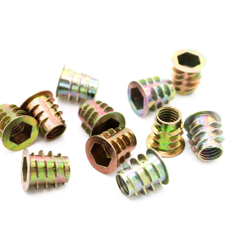 10/20/30/50pcs M4 M5 M6 M8 M10 Furniture Cabinet Bed Hexagon Hex Socket Head Embedded Insert Nut E-Nut Inside and Outside Thread