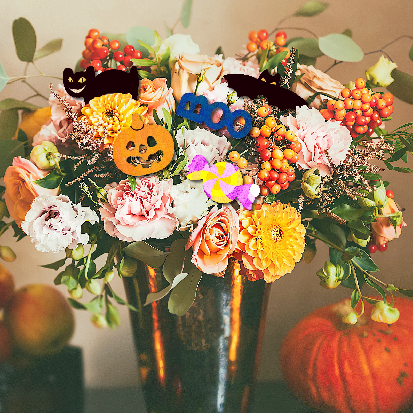 

72pcs Wooden Crafts Decoration Box Halloween Diy Adornments Durable Handiworks Pumpkin Designs Creative Household