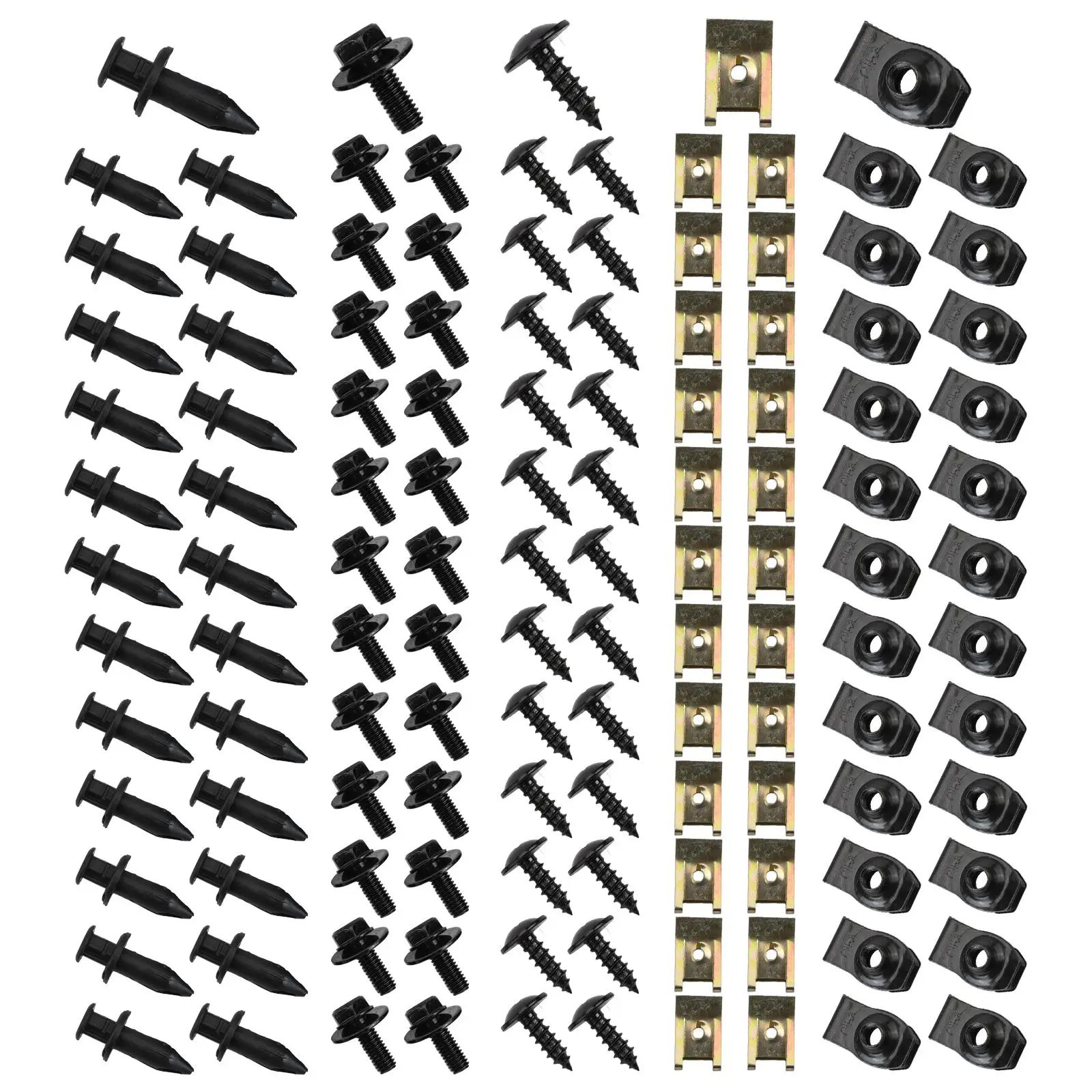 125pcs Auto FScrew Bolt Auto Fastener Clips U-clamp Kit Car Panel Body Trim Clip Body Undertray for cross Washers U Clip