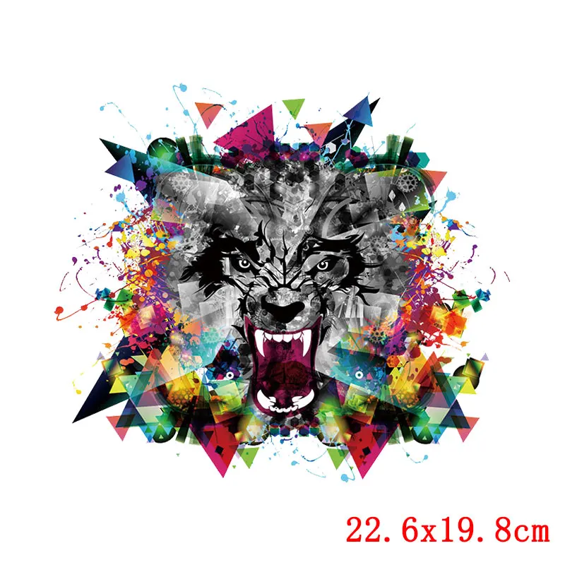 Gorilla Lion Tiger Heat Transfer Clothing Patch Applique Colourful Animal Iron On Transfer For Clothing T Shirt Ironing Sticker