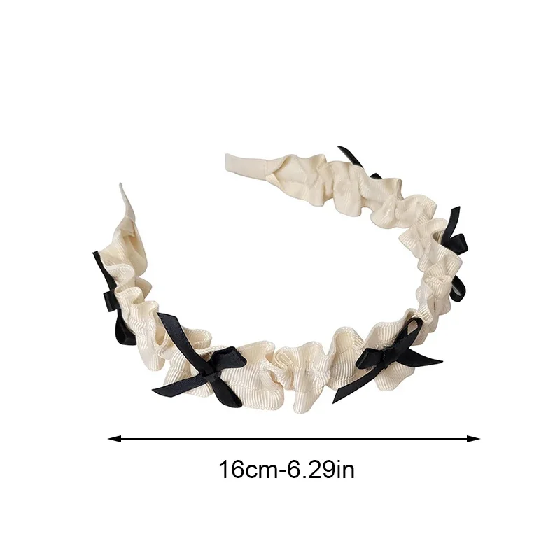 Fascia per capelli con fiocco pieghettato in tessuto stile coreano Versatile fascia per capelli Lolita Accessorio per fermaglio per capelli dolce per donne e ragazze