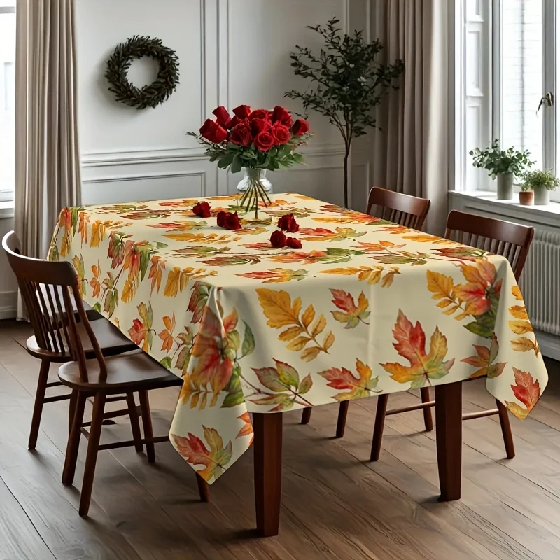 One autumn maple leaf tablecloth - Vibrant autumn colors, durable rectangular tablecloth, suitable for indoor/outdoor use