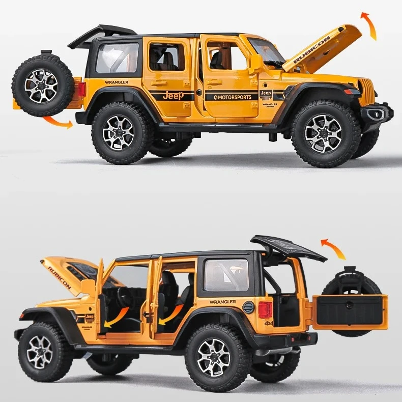 1:22 Jeeps Wrangler Rubicon Alloy Model Car Toy Diecasts Casting Pull Back Sound and Light Car Toys Vehicle
