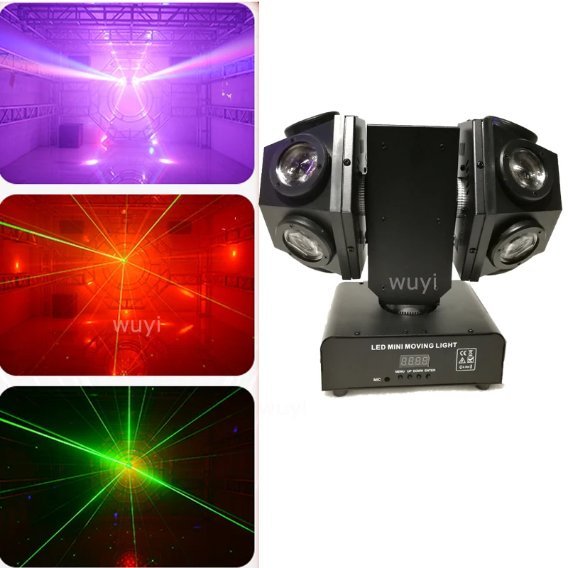 Imagem -03 - Multi Moving Head Light com Braço Duplo Sound Control Strobe Laser Verde Vermelho Efeito Rotativo para Bar Disco Clube Festa Dmx512