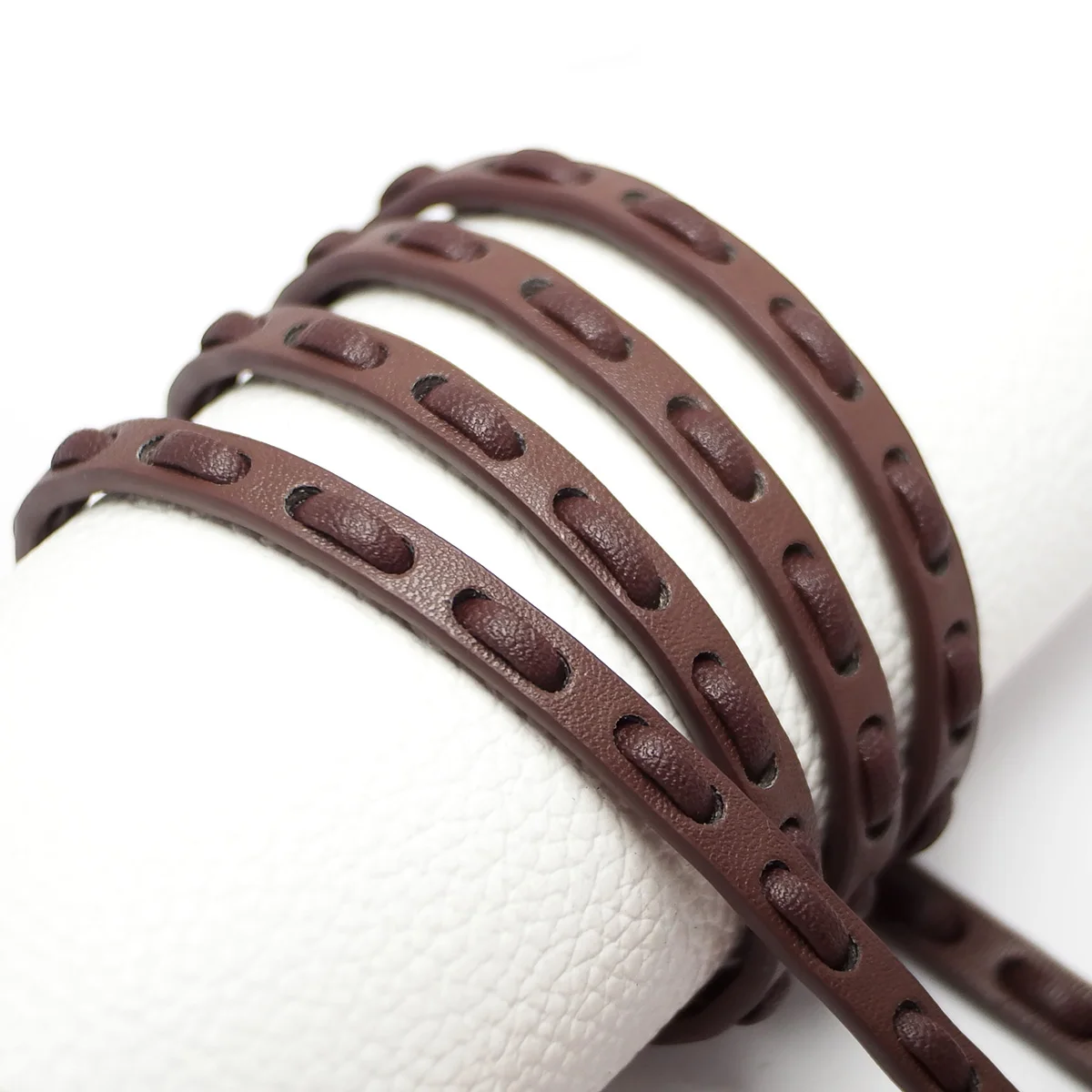 1.15meter Brown Perforated Braid Leather Cord,Braided Leather Strip,Waist Chain Bracelet Making,Braided Faux Leather Cord