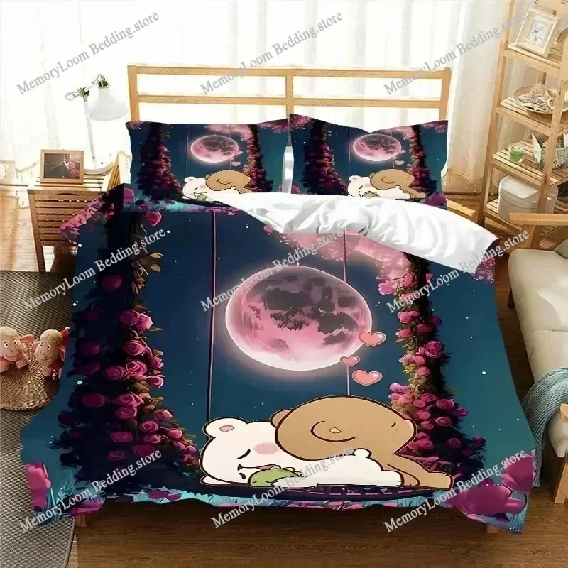 

Kawaii Bubu and Dudu 3D Printing Anime Bedding Set Duvet Cover Comforter Bed Single Twin Full King Queen Size Bedding Set Kids