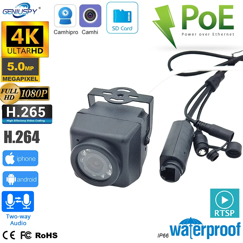 

Camhipro 5MP IMX335 2MP IMX307 8MP IMX415 POE Mini IR Security CCTV Small IP Camera TF Card Slot for Vehicle Car Cabin Bird Nest