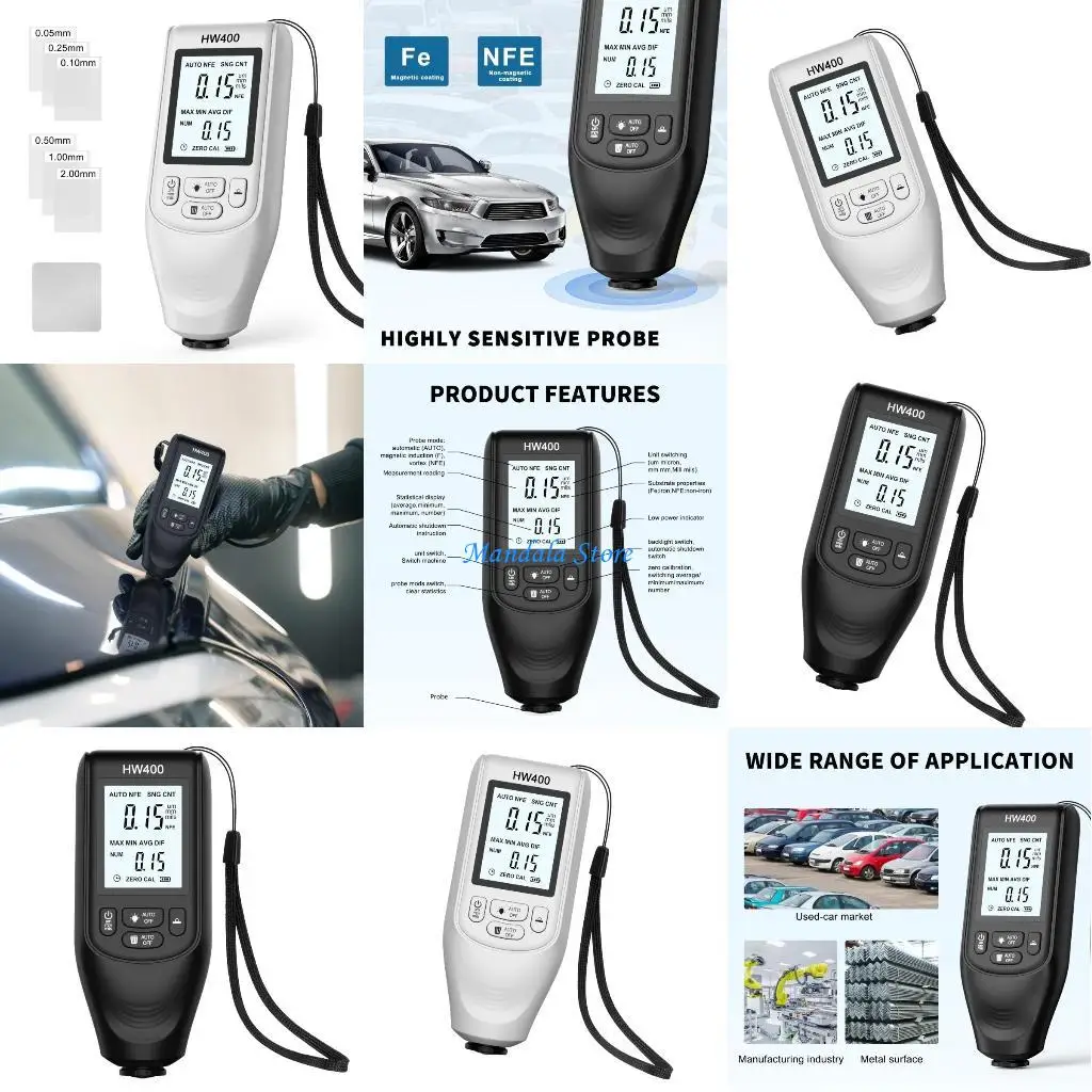 

U2JC Professional Thickness Gauges FE NFE Paint Gauges Coating Thickness Gauges Unit Conversion 0-2000μm Paint Coating Meter