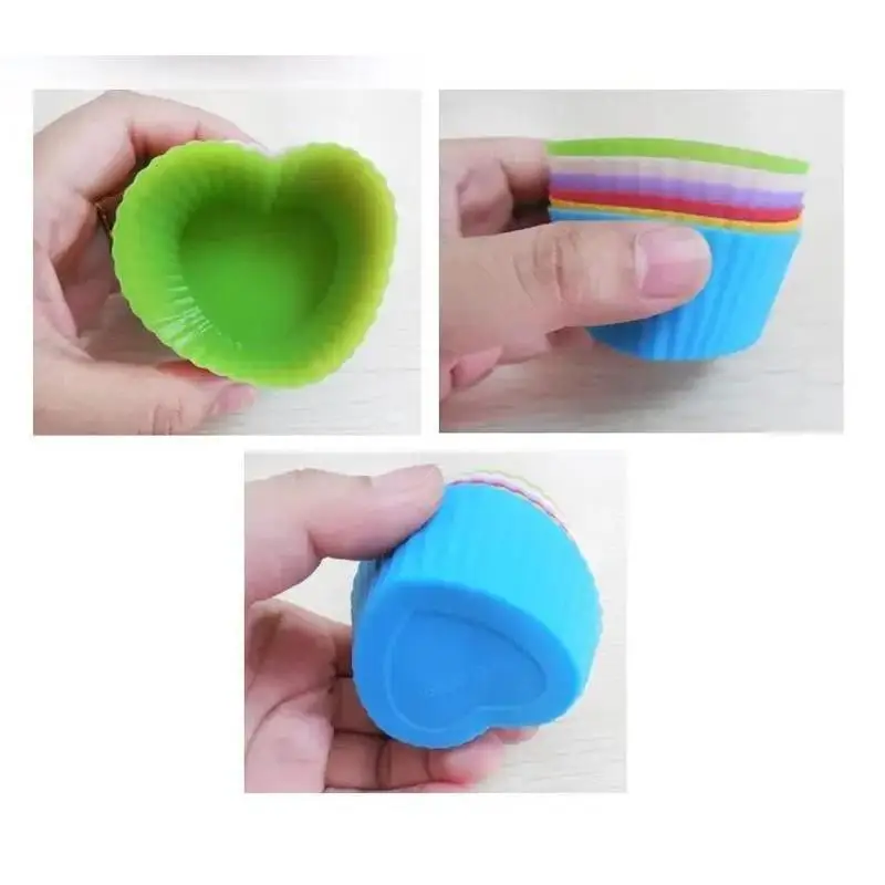 Creative 6Pcs/Set Silicone Cupcake Mold Reusable Muffin Baking Cup Liner Nonstick Moulds Random Color Kitchen Baking Accessories