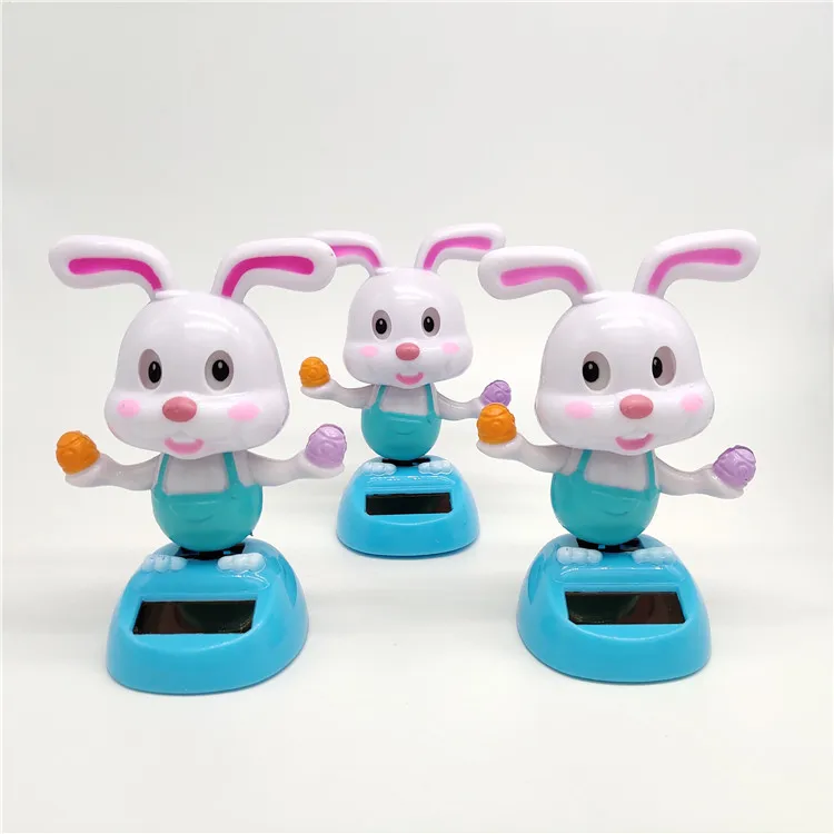 Cartoon Cute Ice Cream Rabbit Swinging Doll Solar Car Ornament Creative Car Interior Decoration Children's Solar Toys