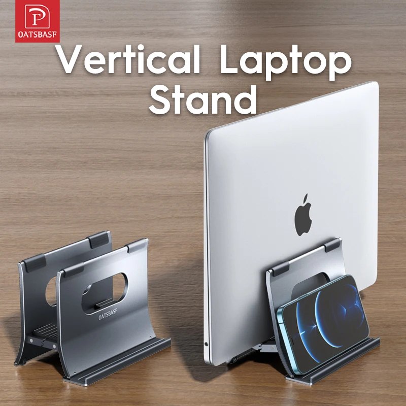 OATSBASF Vertical Laptop Holder For MacBook Pro Air Mac Mini iPad Desktop Metal Base Anti-Slip Notebook Stand Laptop Accessories