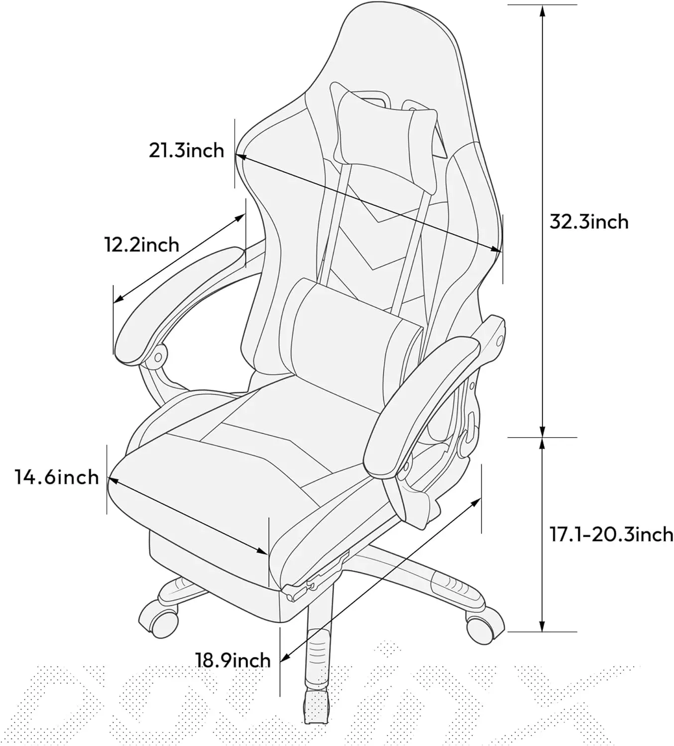 Gaming Chair Ergonomic Office Recliner for Computer with Massage Lumbar Support, Racing Style Armchair PU Leather