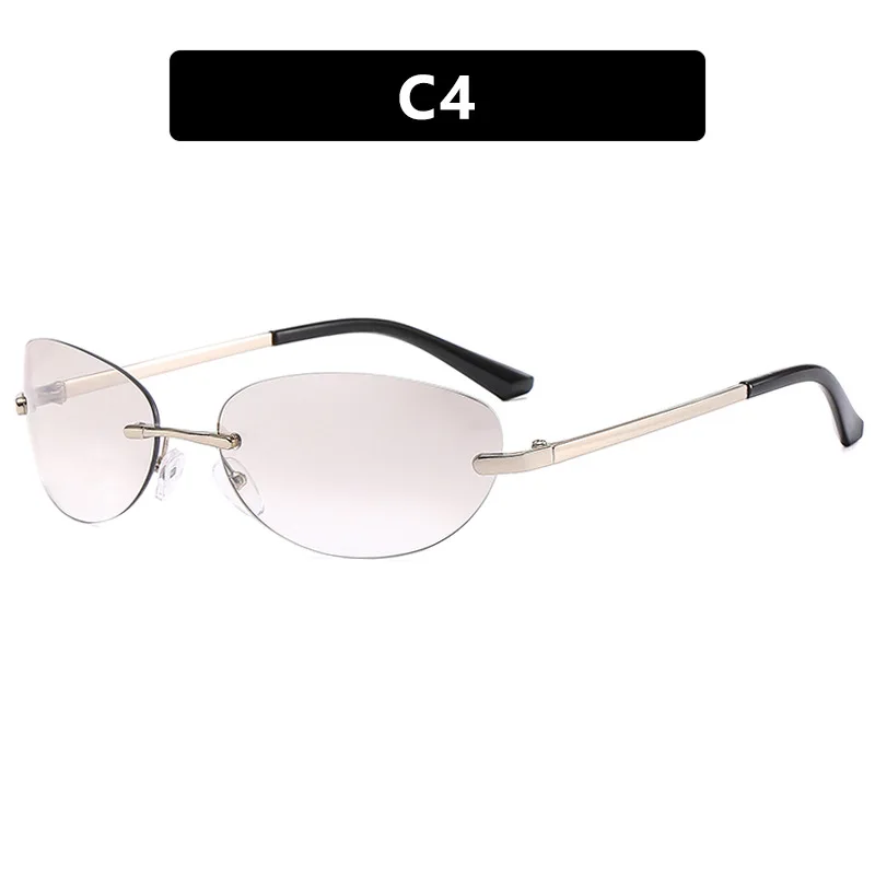 Retro Frameless Sun Glasses Elliptical Sunglasses Y2K Metal Street Photography Decorative Glasses image 5