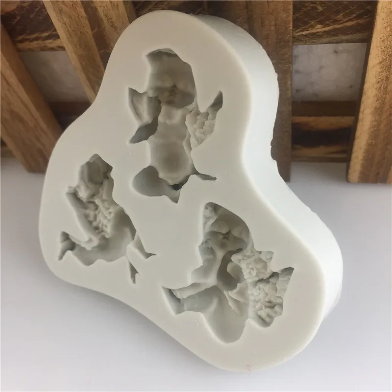 Bebê anjo em forma de molde de silicone decoração do bolo menino fondant biscoitos ferramentas 3d silicone doces molde (cor aleatória)