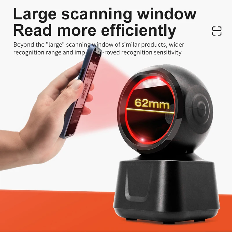 2D Barcode Scanner Desktop Image Platform Omnidirectional Scanner 1D 2D QR code reader USB Hands-free Precision Durable Scanner