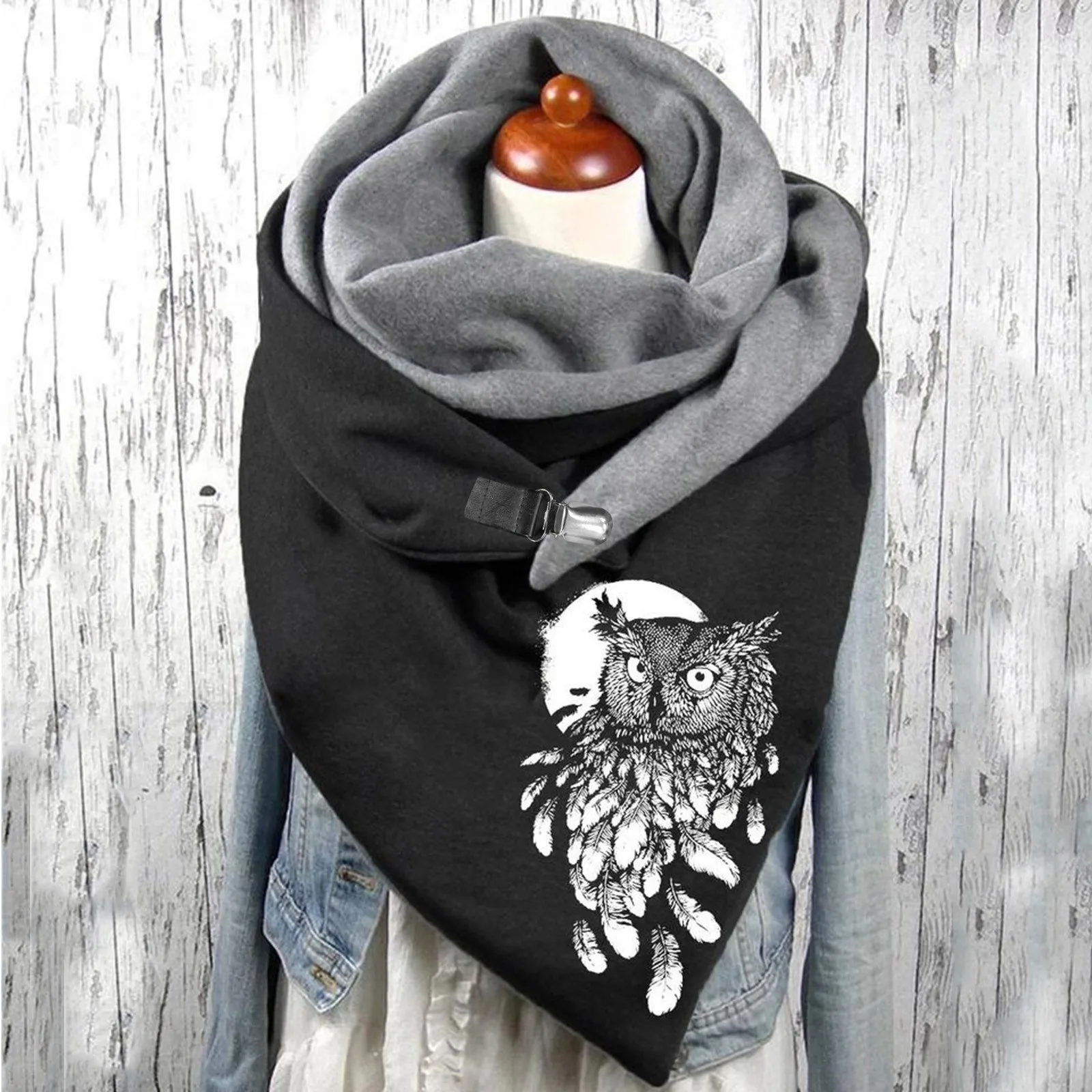 Winter Warm Scarf Womens Vintage Print Scarves Fashion Winter Warm Shawls Wraps Scarves Button Up Casual Scarf Foulard Femme