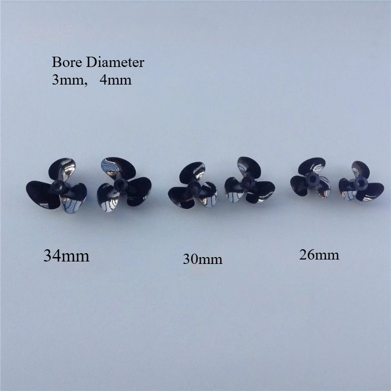 3-Blade High Speed Full Immersed Propeller, 26/30/34mm Dia 3mm/4mm Bore for RC Boat
