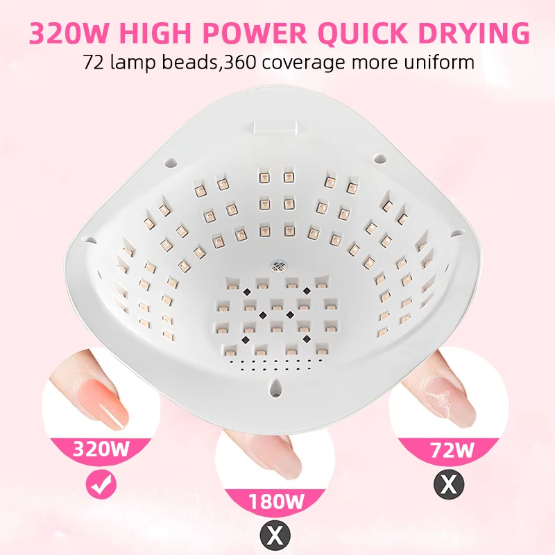 SUN X20 MAX-lámpara UV de uñas para secado de todo tipo de esmaltes en Gel, 320W, 72LED, con pantalla LED, para salón de manicura