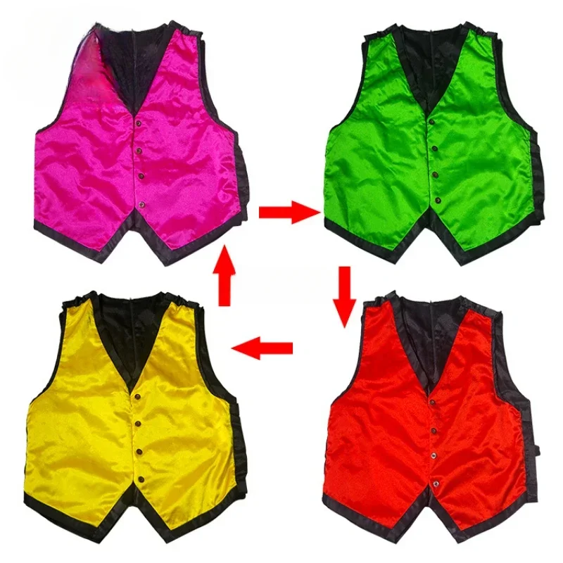 

Stage Magic Tricks Color Changing Vest Waistcoat Four Color Magician Close-up Illusions Magie Magia Props Accessories Mentalism