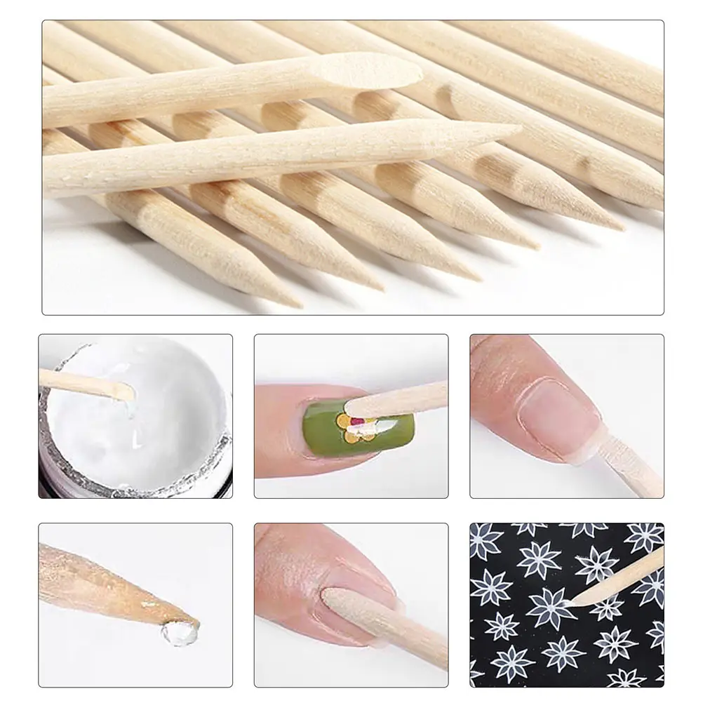 

300pcs Sticks Cuticle Remover Wooden Manicure Tools Natural Art Supply Durable Nail Cleaning Tool Professional Manicure