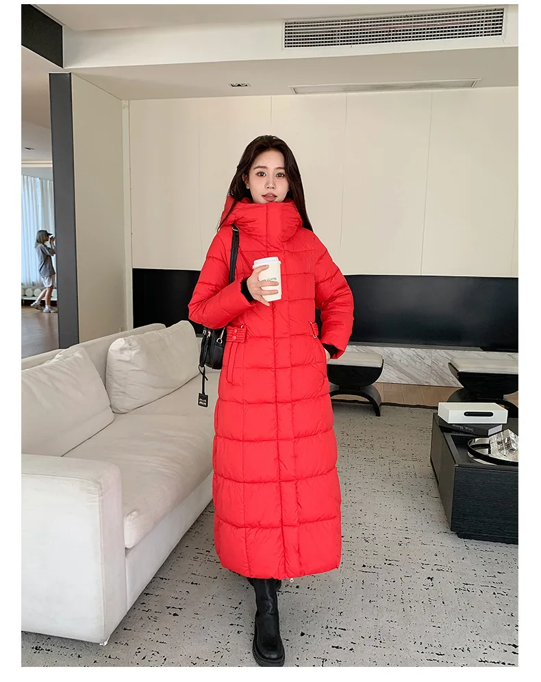 Winter Ladies Long Warm Down Jacket Big Size Puffer Outwears Thicken Hooded Down Coat Women Light Thin White Duck Jacket Parkas