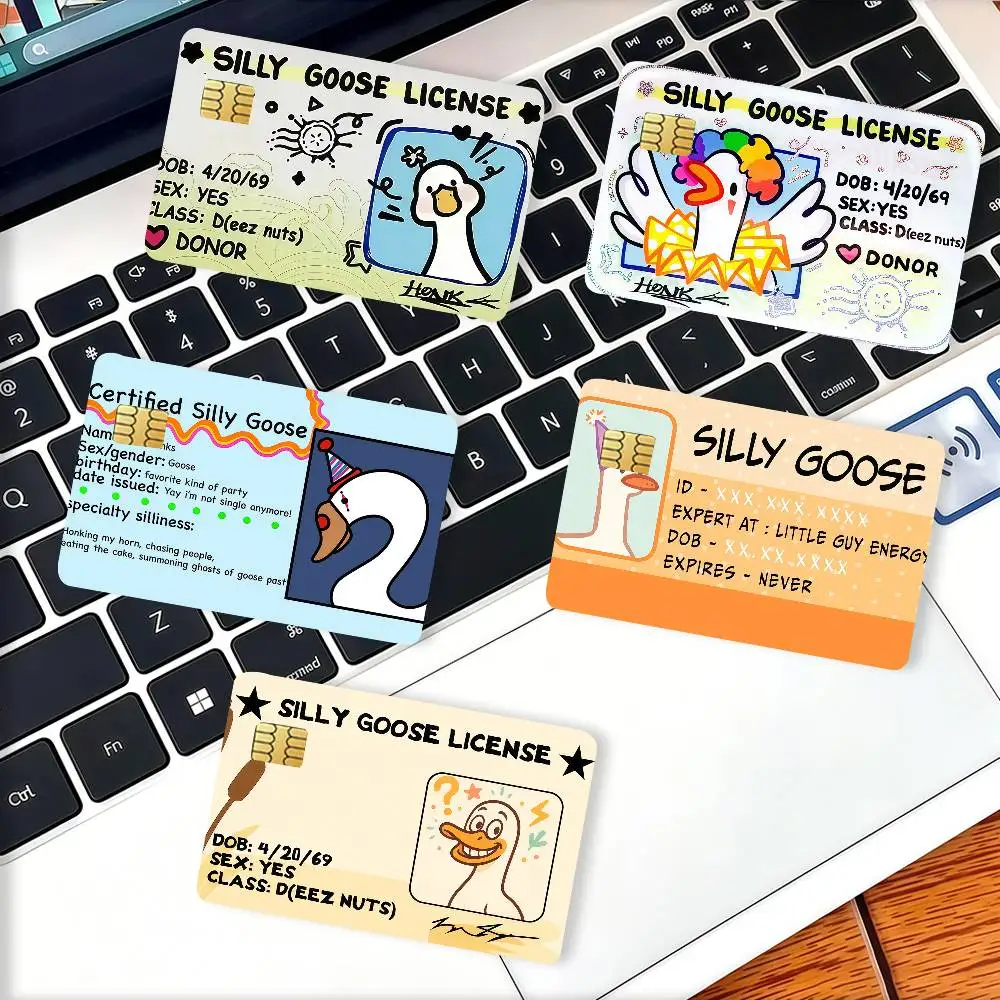 SILLY GOOSE LICENSE Credit Card Decorative Card Stickers Suitable For Bank Cards Metro Transit Anti-scratch Gift 4PCS