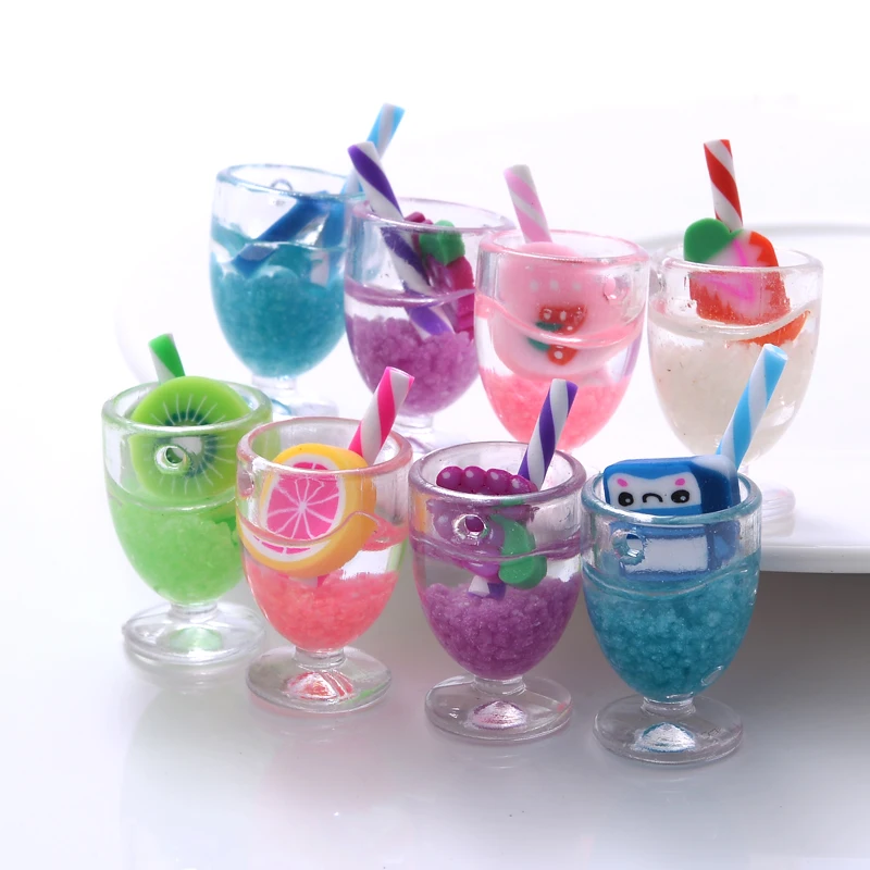 10Pcs Hot Sale Epoxy Resin Drink Cup Pendant Charm Resin Pendant For DIY Jewelry Making Necklace Bracelet Accessories Wholesale