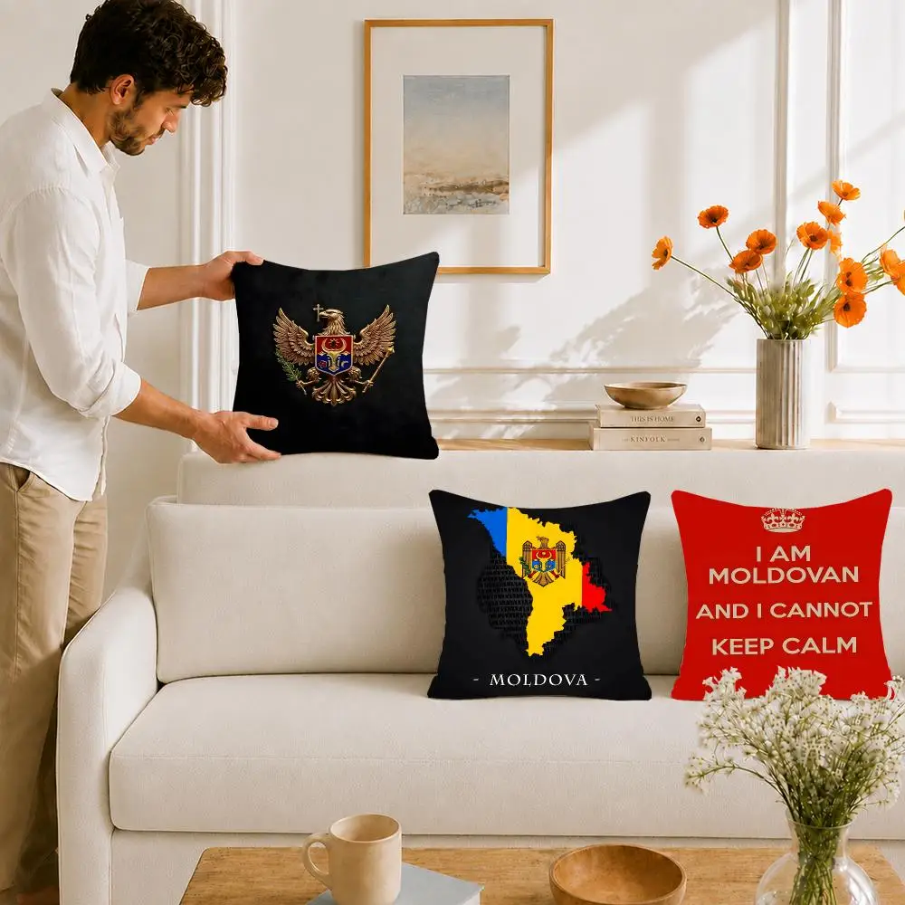 Culture Nation Nation Moldova Cushion Cover Portable floor cushion for travel Yoga Minimalist text 2way tricot