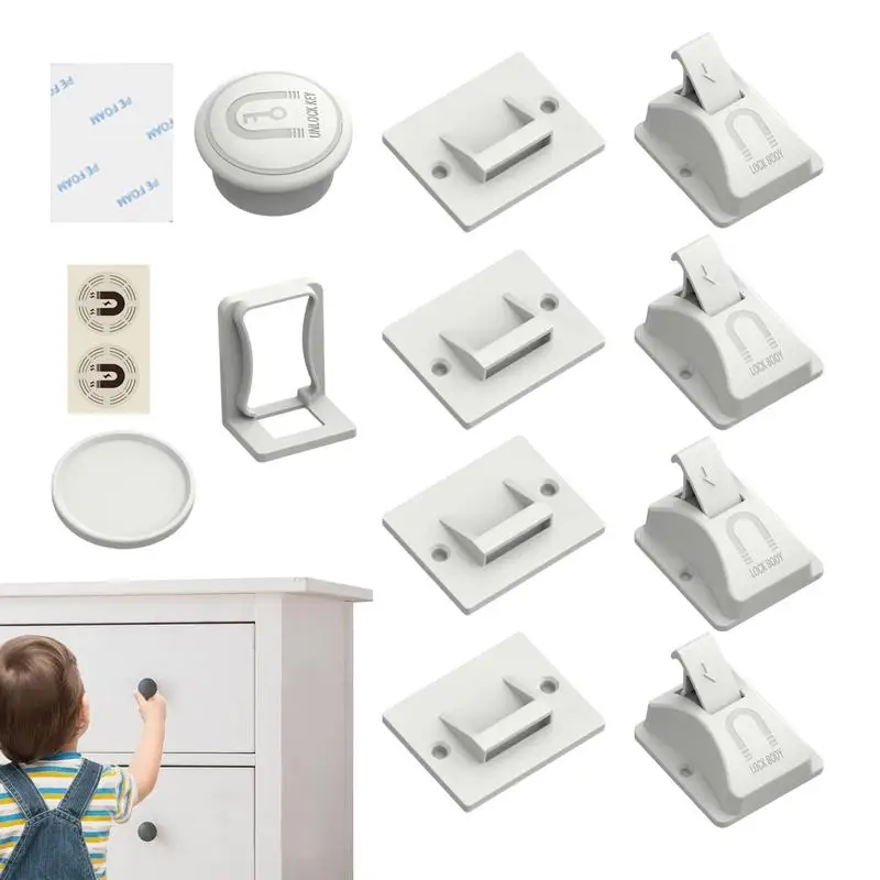 

Magnetic Cabinet Locks Invisible Drawer Lock Child Safety Cabinet Locks Baby Proofing Drawer Locks for Kitchen Cupboard Cabinet