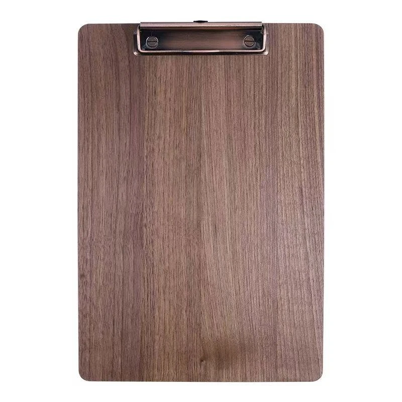 

Premium Black Walnut Solid Wood A4 Clip Board, Vintage Wooden Writing Clipboard for Office Supplies Café Restaurant Menu Holder