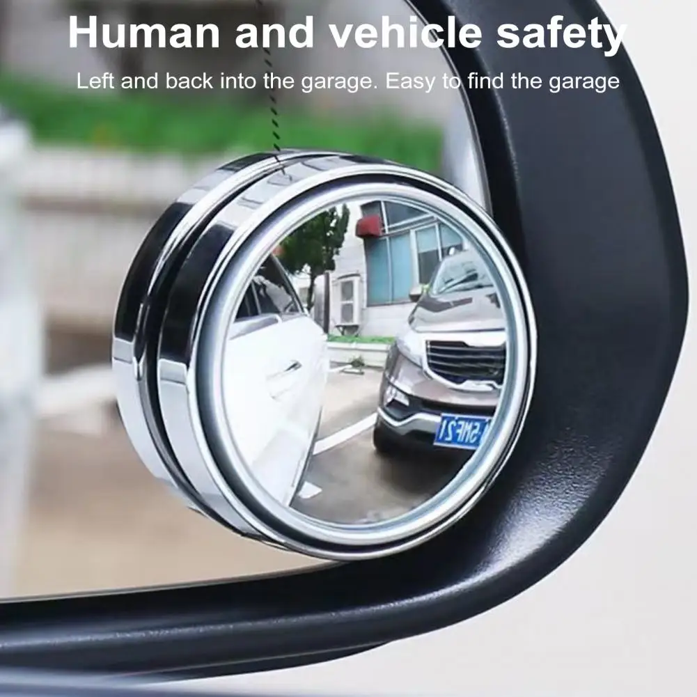 Round Wide-angle Mirror Frameless Side Mirror Set for Car Blind Spot Rearview 360-degree Adjustable Wide-angle Lens Design Auto