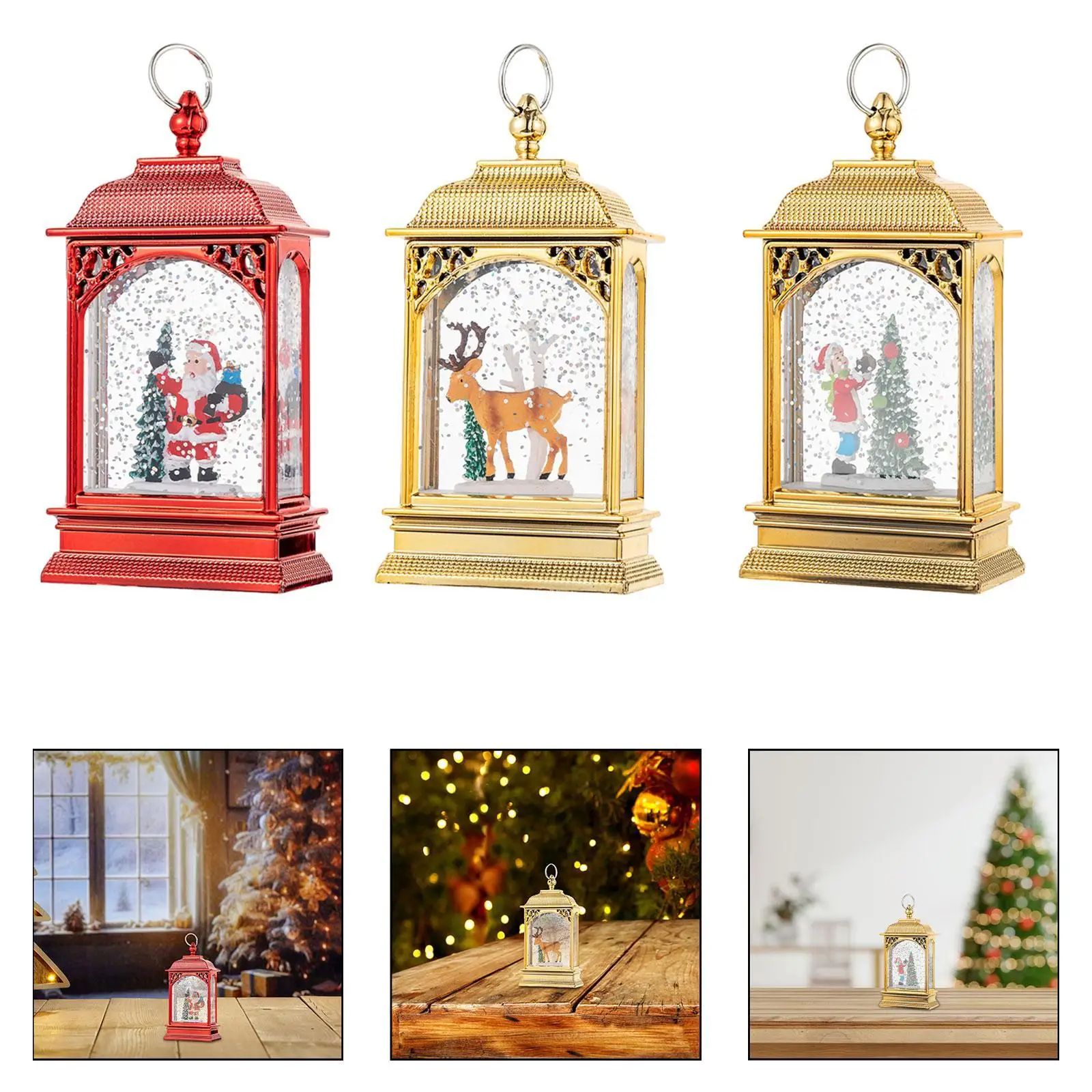 Christmas Snow Globe Ornament Santa Xmas Deco Light Up LED Lantern