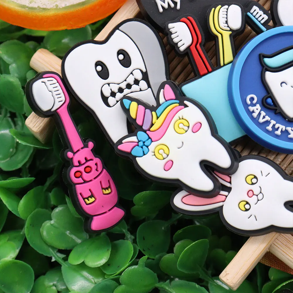 1-24pcs Teeth Dental Health Boys Girls Shoe Charms DIY Clogs Decorations Fit Cute Sandals Buckle Birthday Gifts