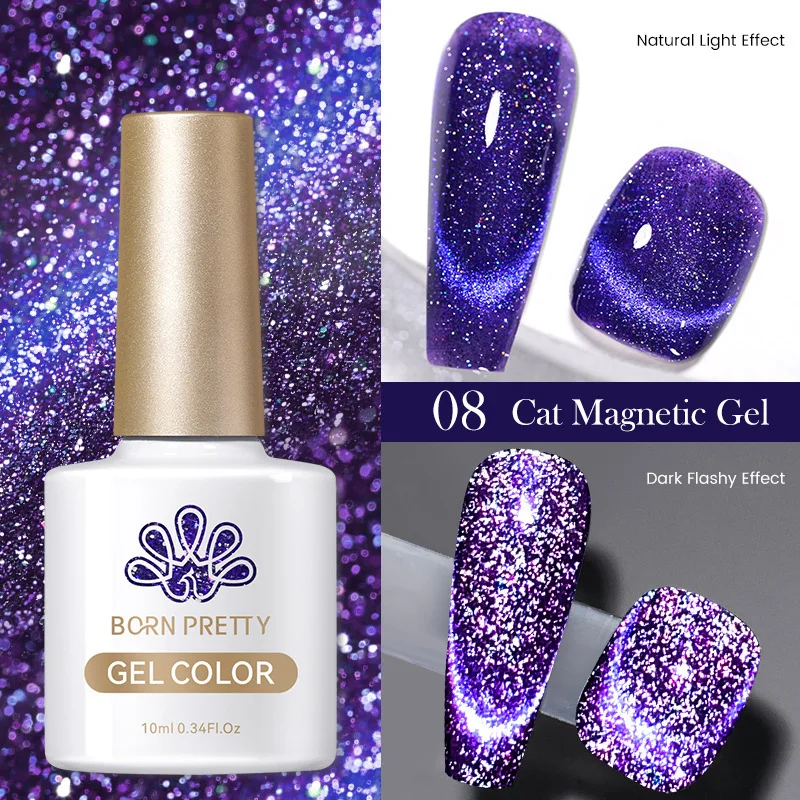 Nascido bonito 10ml olho de gato gel magnético espumante brilho embeber fora uv led gel unha polonês gel arte verniz pintura