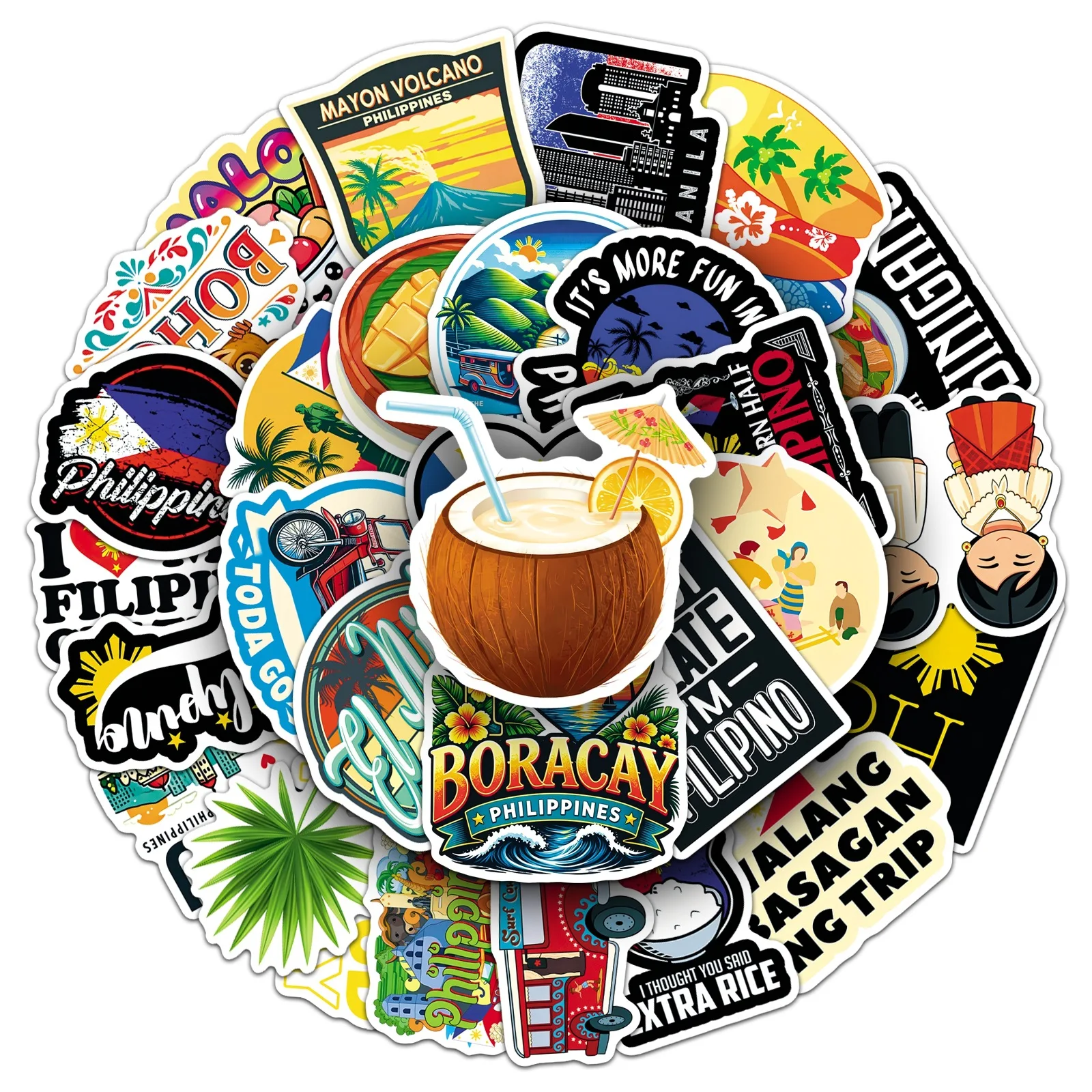 50Pcs Philippines Stickers National Graffiti Outdoor Travel Scenery Landmarks Suitcase Journal Fridge Stickers