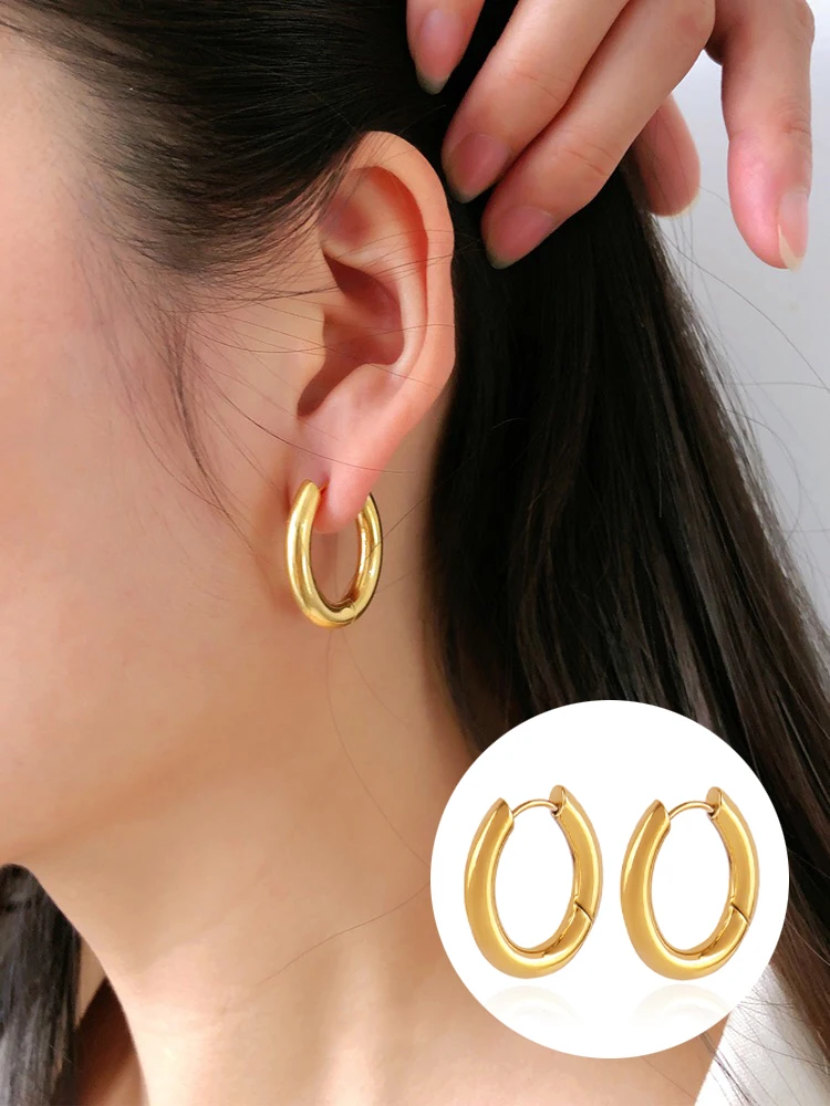 316L Stainless Steel Hoop Earrings for Men Fashion U Shape Earrings Punk Round Women Earrings Female Jewelry