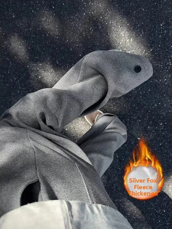 

Тяжелые драпированные ножи, зимние теплые мужские повседневные брюки, прямые брюки из американской твидовой ткани с низкой талией