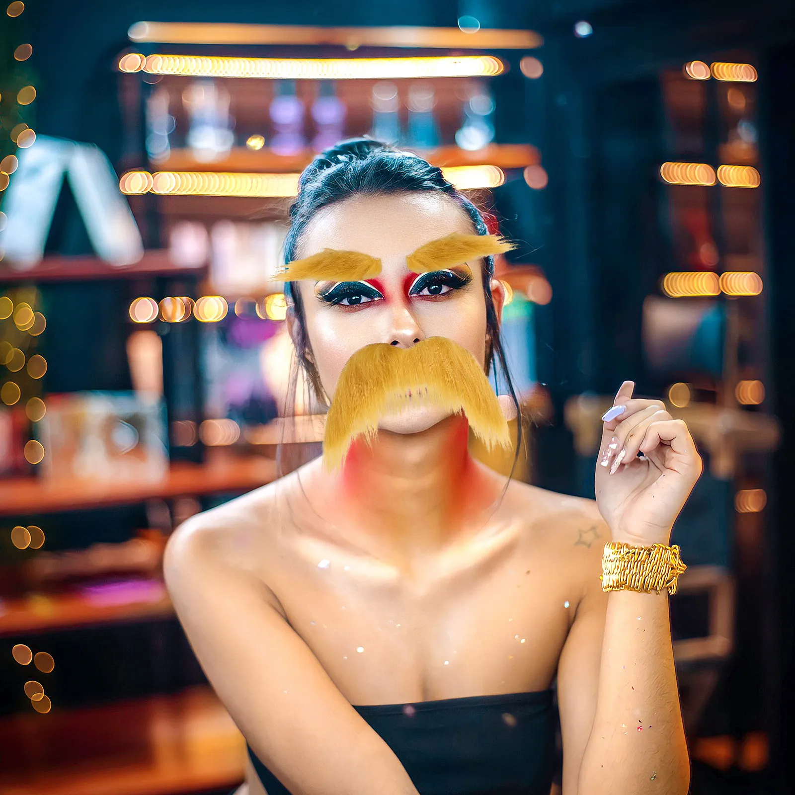 

1Set Funny Gentleman Cloth Fake Beard and Eyebrow Cosplay Prop Party Supply Decorative Mustache Party Beard Fake Mustache