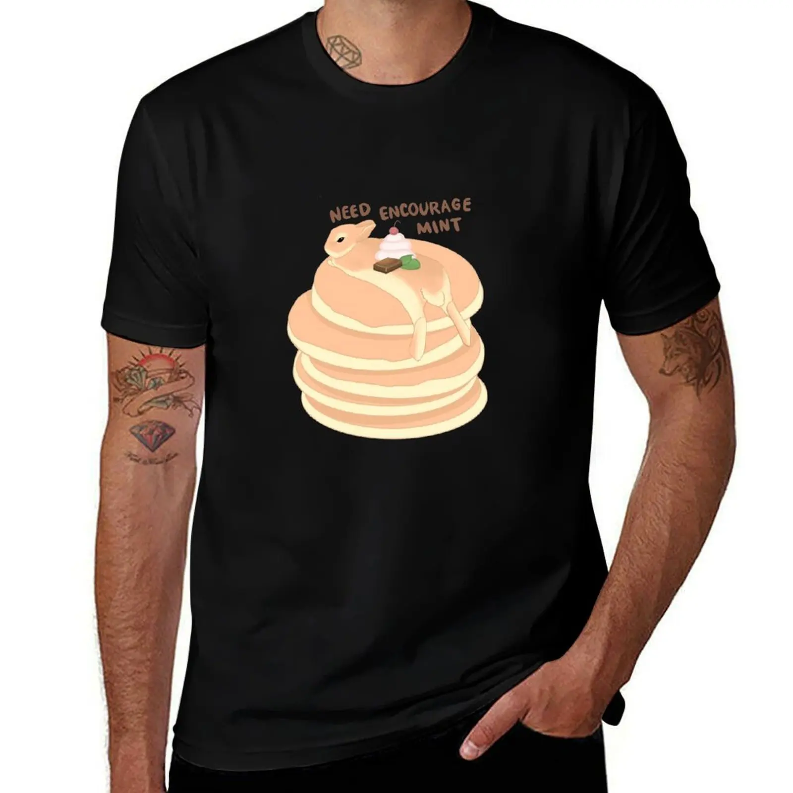 Need Encourage Mint Bunny Pancake T-Shirt cotton tshirt 100% T-Shirt