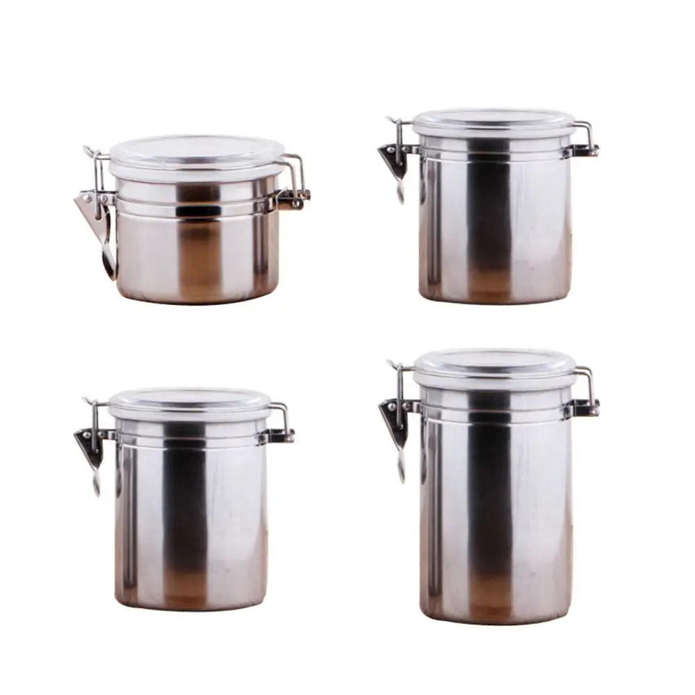 1Pcs Stainless Steel Airtight Sealed Canister Coffee Flour Sugar Tea Container Holder Storage Bottles for Food Storage Box