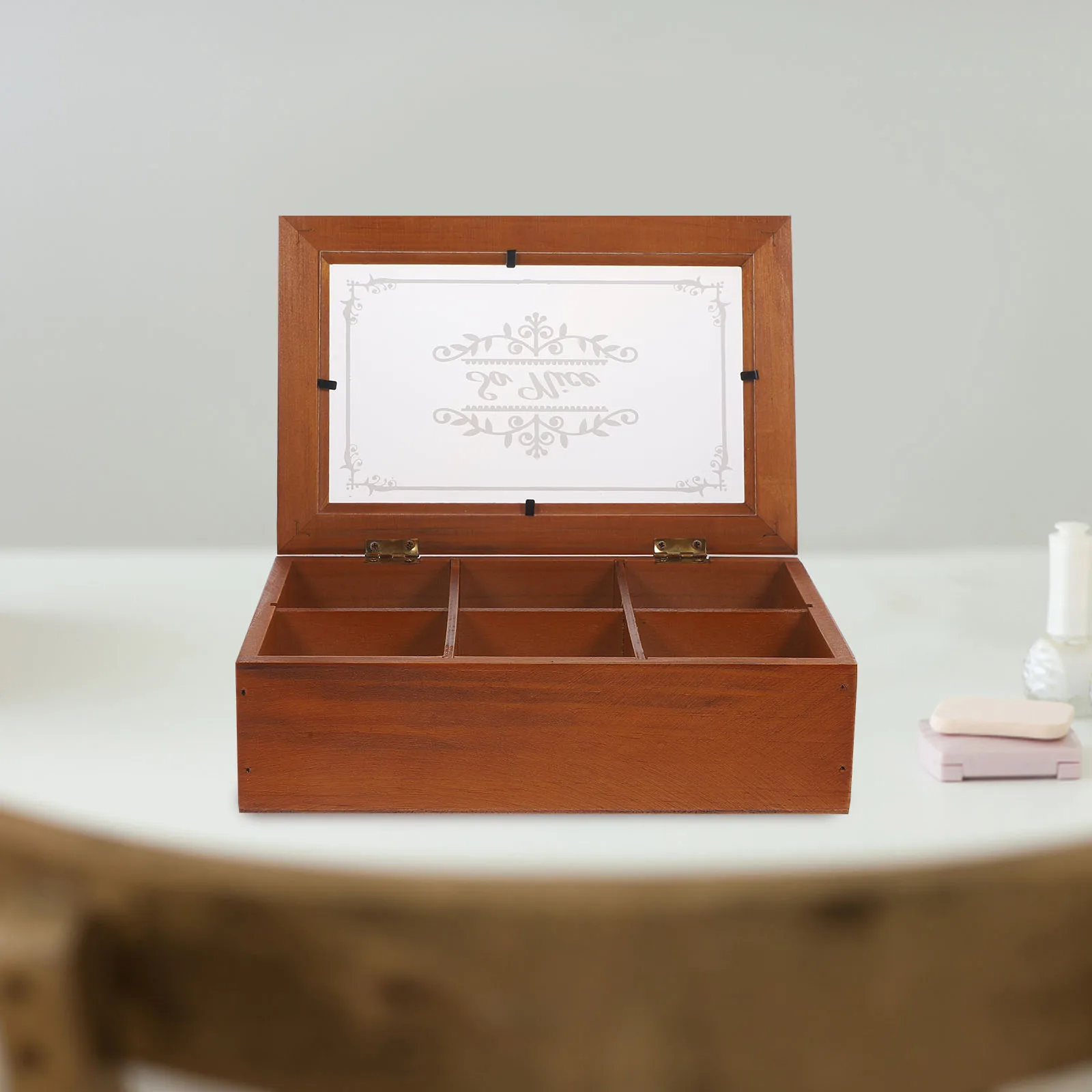 

Wooden Jewelry Box 6 Decorative Trinket Storage Container Earring Holder ganizer Small Boxes for Rings Necklaces Bracelets