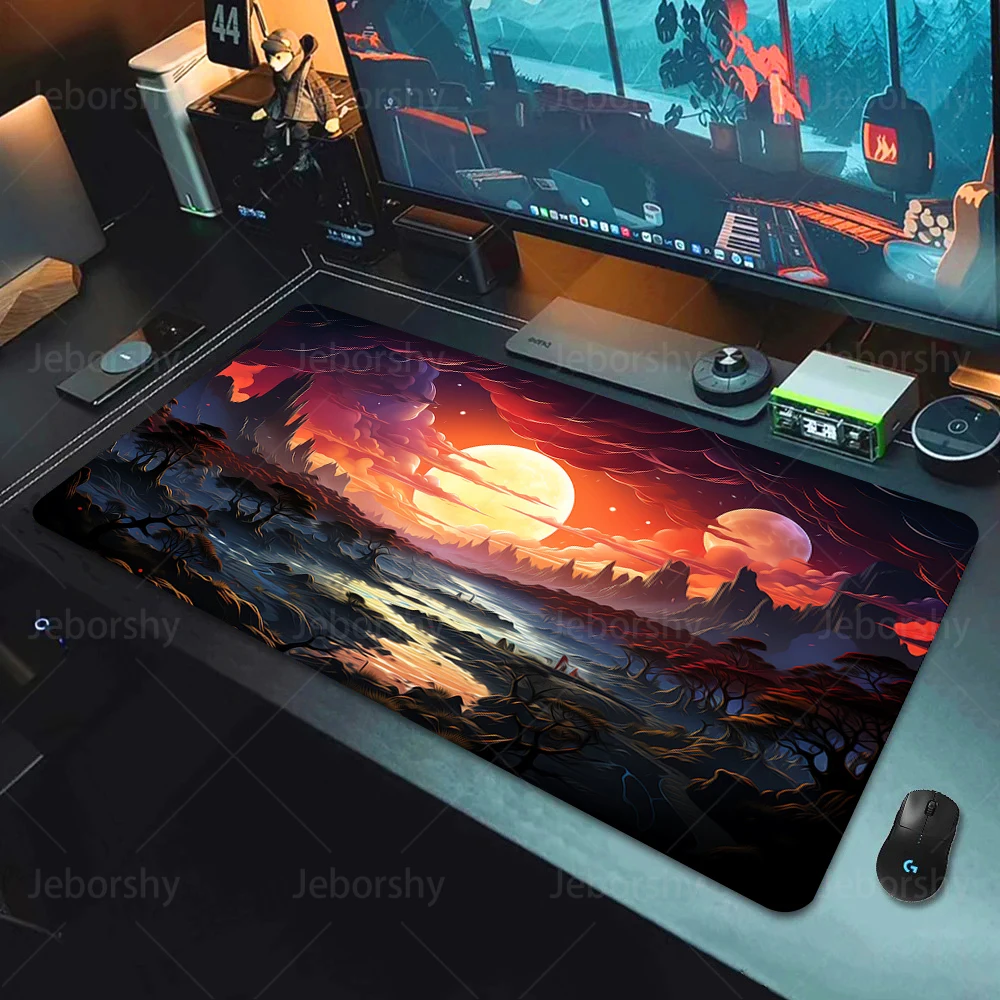 Large Gaming Mouse Pad Landscape Keyboard Mat Carpet HD Print Space Mousepad Computer Galaxy Non-Slip Rubber Big Desk Mat