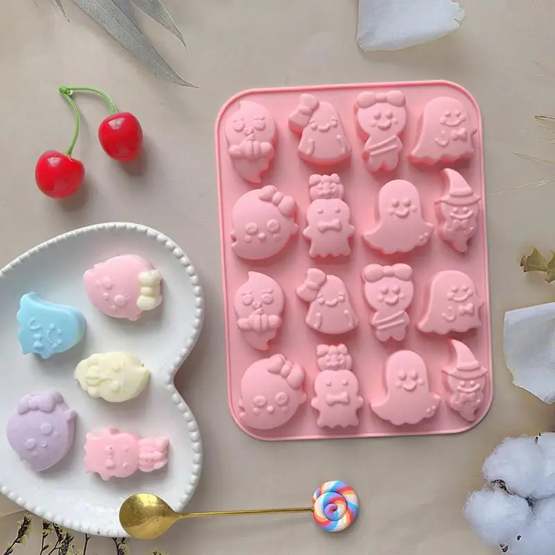 Ghost Fondant Mold Halloween Silicone Baking Mold Smooth Inside Surfaces Dessert Making Tool For Cake Ice Cube Jelly Pudding image 2