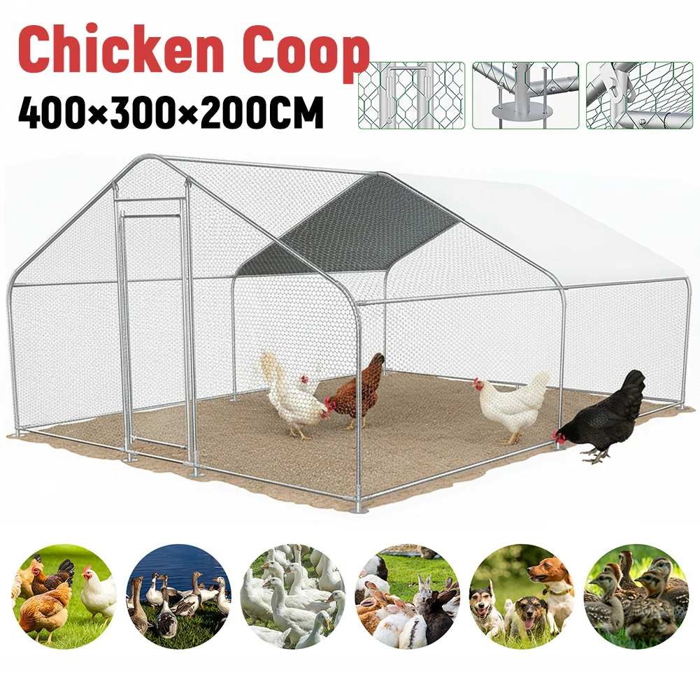 

Клетка-вольер для кур 9.84x13.12x6.56 футов с навесом, в форме шпильки, для использования на улице и на ферме