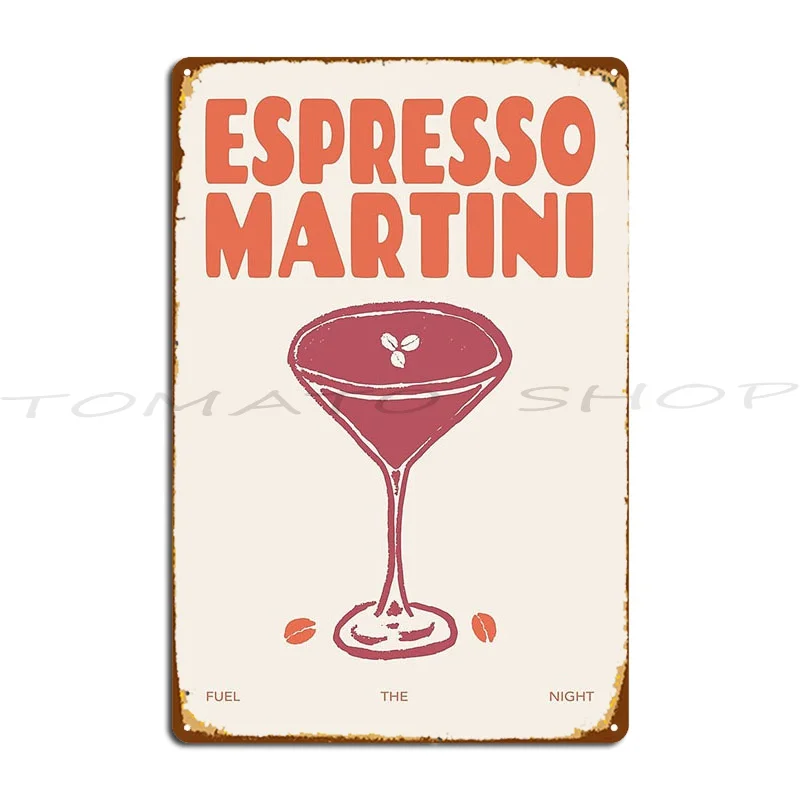 Espresso Martini Minimalist Cocktail Metal Sign Plaques Living Room Decoration Painting Kitchen Printing Tin Sign Poster