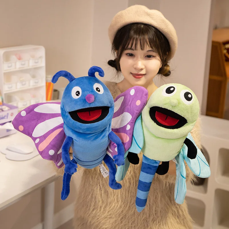 Kawaii Insekten Handpuppen Kinderspiel zeug Schmetterling Marienkäfer Cosplay Plüsch puppe Familie Geschichten erzählen Rollenspiel Finger Spielzeug Kinder Geschenk